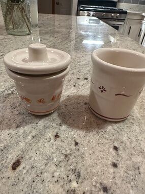Small Cream Ceramic Kitchen Canisters Longaberger Pottery